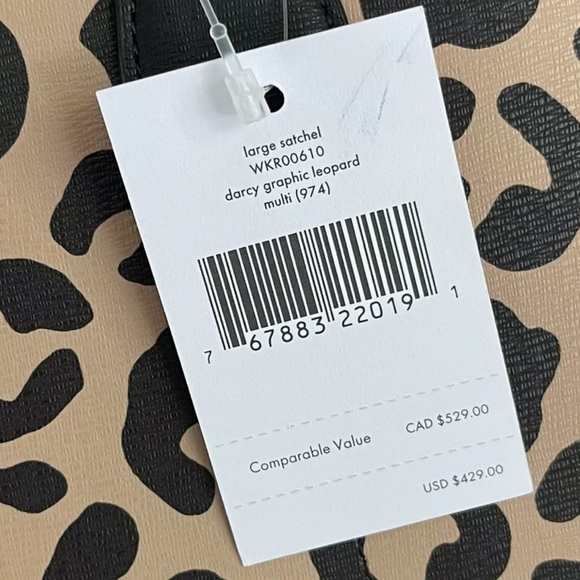 KATE SPADE DARCY LEOPARD LARGE SATCHEL SHOULDER BAG CROSSBODY TOTE LEATHER BLACK - Picture 9 of 9